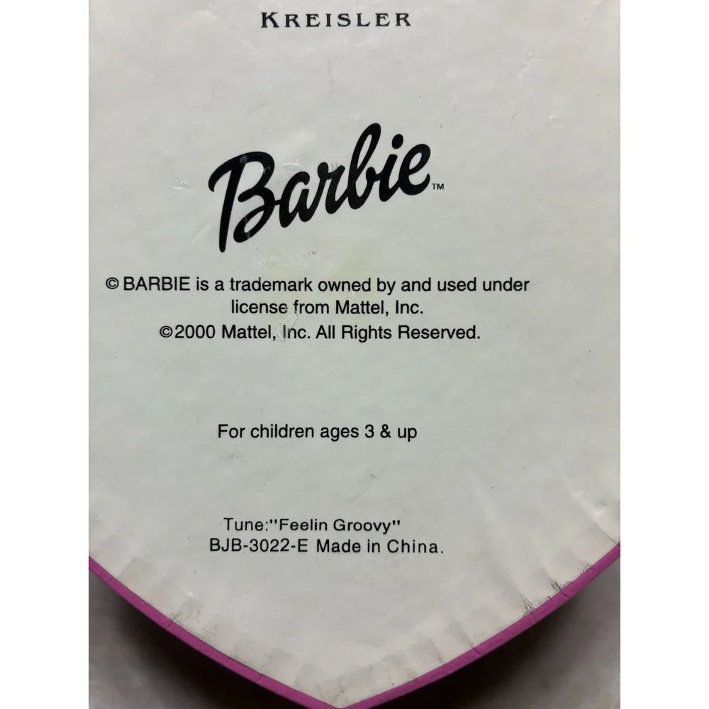 Vintage Barbie Spinning Wind-up Music Box Pink Heart Feelin Groovy Mattel *flaw‎